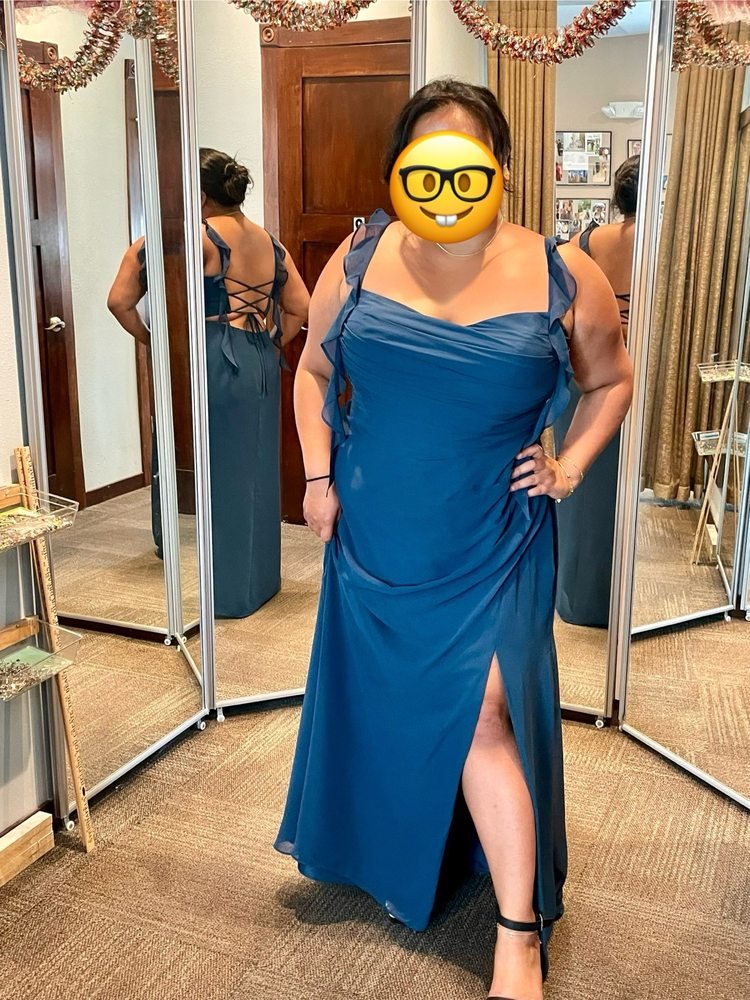 Bridesmaid dress alteration before and after - after